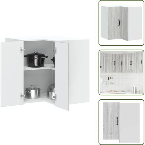 Küchen-Eckhängeschrank Kalmar Grau Sonoma Holzwerkstoff - Küchen-Eckhängeschrank - Küchen-Eckhängeschränke - Eckhängeschrank Für Küche - Küche Hängeschrank (1/5)
