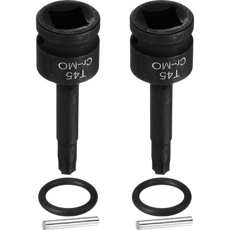 2 Pièces Douille Hexagonale À Choc, Douille Torx T45 À 6 Points 1/2" Mèche À Choc En Acier CR-MO Avec Goupille Et O-Ring Pour Perceuses Atelier Garage Adaptateur (1/5)