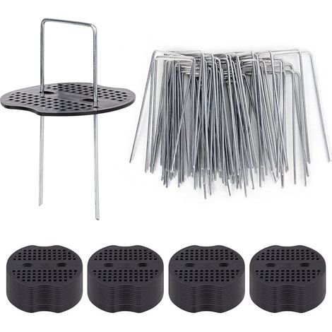 50 Piquets De Jardin Avec Rondelles, Piquets De Fixation En Acier Galvanisé Pour Baches Agraphes De Fixation De Toile De Paillage Piquets Galvanisé (1/5)