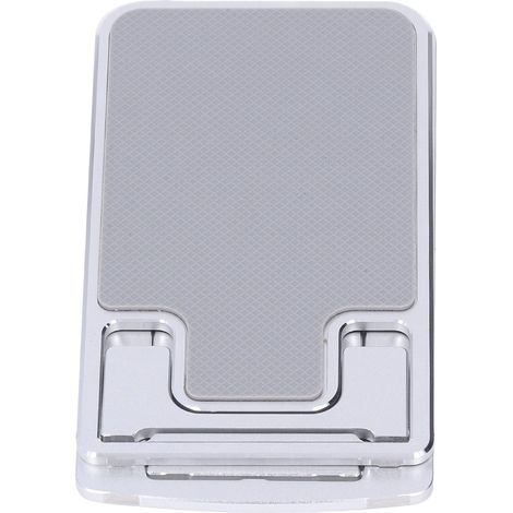 Support téléphone pliable 7 positions, en alliage aluminium avec socle antidérapant pour tablette et smartphone, argent (1/5)