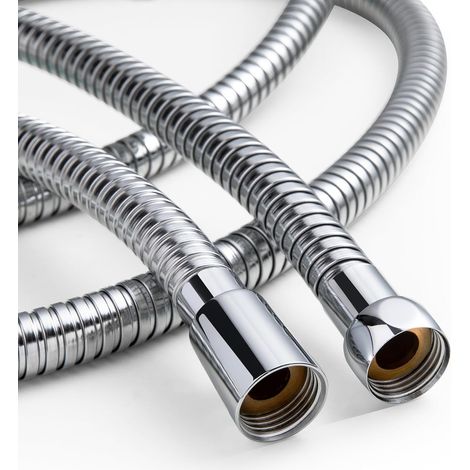 Tuyau Douche 2 m, Avec Protection Anti-Torsion, Grand Flexible de Douche 11 mm de Diamètre, Tuyau de Douche de Remplacement en Acier Inoxydable, Universel, Chromée (1/5)