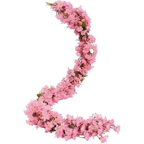 Lot de 2 guirlandes artificielles fleurs de cerisier 170 cm – Soie et plastique – Décoration maison, bureau, mariage – Couleurs vives (1/5)