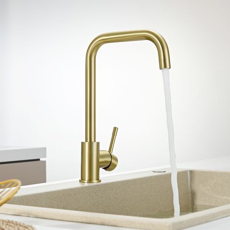 CECIPA MAX Robinet de cuisine, mitigeur de cuisine en acier inoxydable, robinet de cuisine pivotant à 360°, robinet d'évier en or brossé avec levier unique