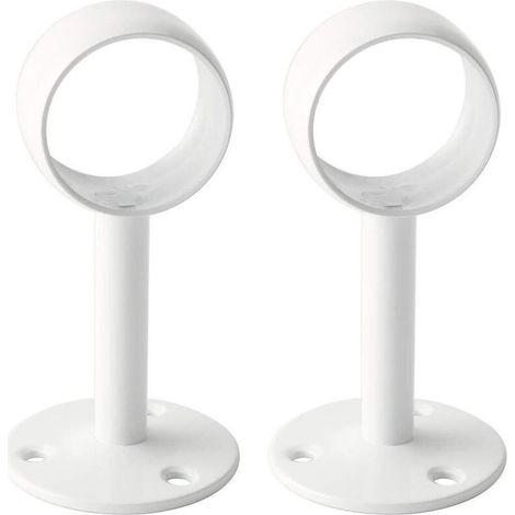Support Tringle Rideaux Plafond Fixation Rideau, Support Tringle Penderie avec Vis pour Rideau et Armoire, Blanc Brillant en Acier Inoxydable, Diamètre 32 mm, 2 Pcs (1/4)
