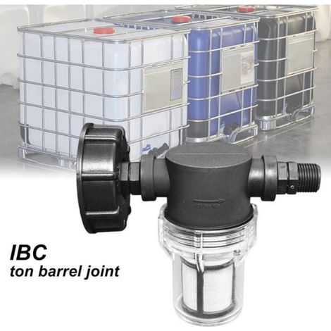 Robinet-Raccord Cuve 1000L, Articulation Tuyau Jardin Fonction Filtre (60×6), Adaptateur Reservoir IBC, 12 Fils Extérieurs, Pou (1/4)