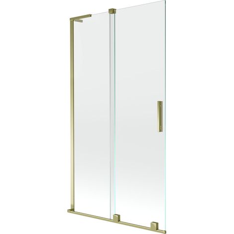 Mexen Velar L paratia della vasca da bagno 2 ante scorrevoli 100 x 150 cm, trasparente, dorato - 896-100-003-01-50 (1/5)