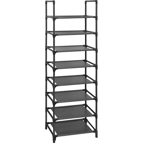 Étagère Chaussure à 8 Niveaux, Porte-Chaussure, Meuble de Rangement, 28 x 46 x 145 cm, Cadre en Métal, en Tissu Non-tissé, pour Entrée, Chambre, Noir (1/5)