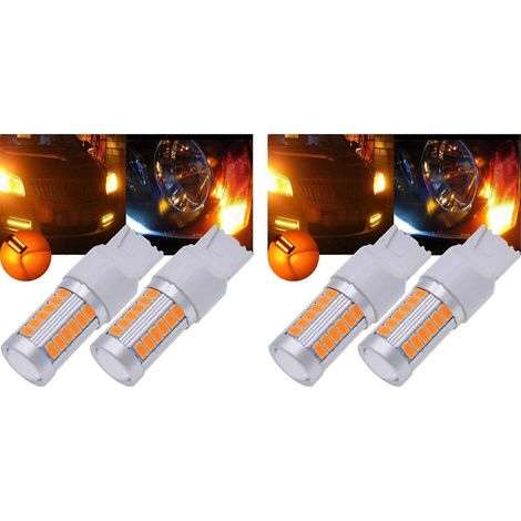 4x 7440, T20 LED-Lampen, bernsteingelb, 900 Lumen, superhelle Blinker, Parklicht, DC 12V 3,6W (2er-Pack)