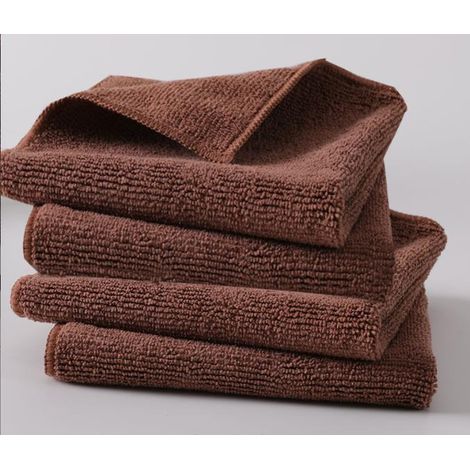 10 PCS Chiffons Microfibre Doux, Antipoussière, Fenêtre, Nettoyage, Ménage, Chiffon, Lavable (Café) - 40x30 cm