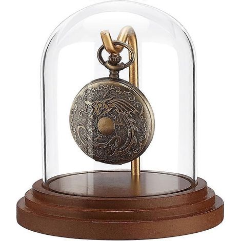 Cloche décorative en verre avec crochet pour montres de poche (10,7 x 10,2 cm), avec socle en bois, idéale pour présenter des plantes ou autres objets. (1/5)