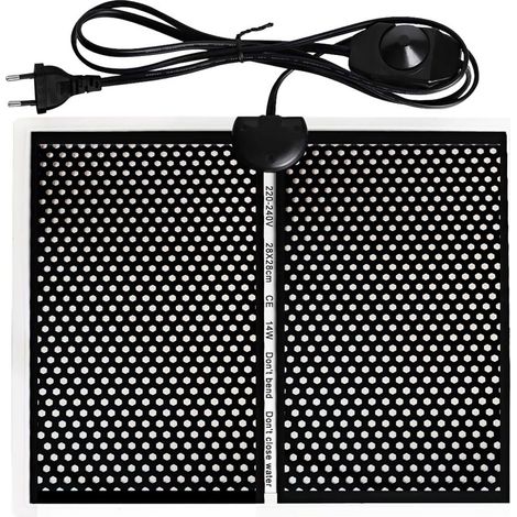 (14W,220V) Tapis chauffant terrarium, 28x 28cm Tapis chauffant, tapis chauffant reptile, Tapis chauffant pour terrarium, imperméable, température réglable Fiche européenne (1/5)