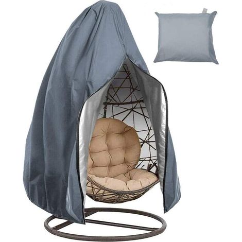 (190x115cm grau)Hängesesselbezug, Hängesesselbezug, Schutzhülle für Egg Chair, wasserdichter Möbelbezug mit Reißverschluss (1/4)