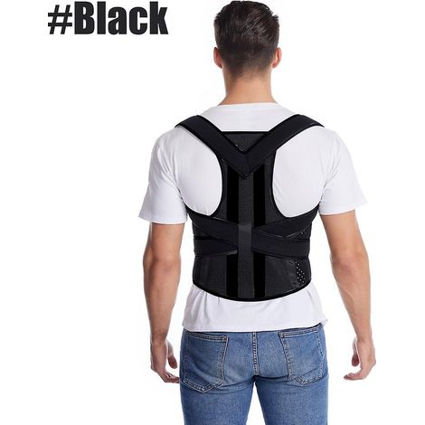 Correcteur de posture ajustable Toprunn - Soutien dorsal, orthèse d'épaule et de dos - Correcteur de posture de la colonne vertébrale - Noir (XL) (1/5)