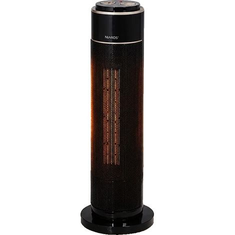 Chauffage Tour, Thermostat Réglable, Fonction d'Oscillation, Noir 2000W(220-240V) 2 Modes de Chauffage/Fan (1/2)