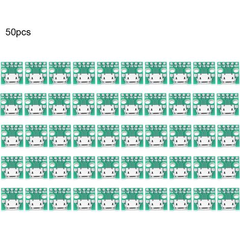 50 Pièces Connecteur Micro USB Femelle vers DiP 2,54mm Broche Module Adaptateur Interface (1/5)