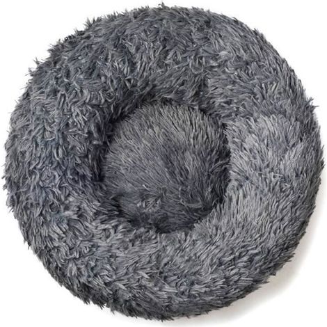 1 Lit Rond pour Chien et Chat, Coussin Orthopédique Lavable, Fond Antidérapant, Gris Foncé 80cm (1/4)