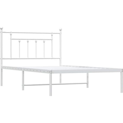 Estructura cama sin colchón con cabecero metal blanco 100x200cm vidaXL (1/4)