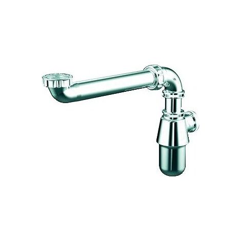 Valentin – Siphon gain de place pour lavabo Ø 32 mm – ABS chromé – Hauteur réglable 66 mm – Entraxe 95 à 260 mm