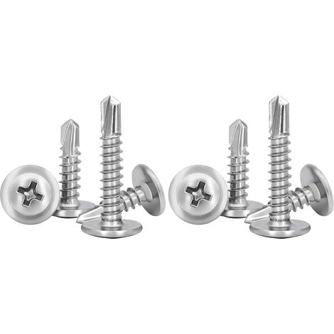 CCYKXA M4,2 x 13 mm – 110 Stück – Edelstahl 410 – Selbstbohrende Schrauben, selbstschneidende Schrauben für Metall, selbstschneidende Schrauben – großer, gewölbter Kopf – Kreuzschlitzantrieb (1/5)
