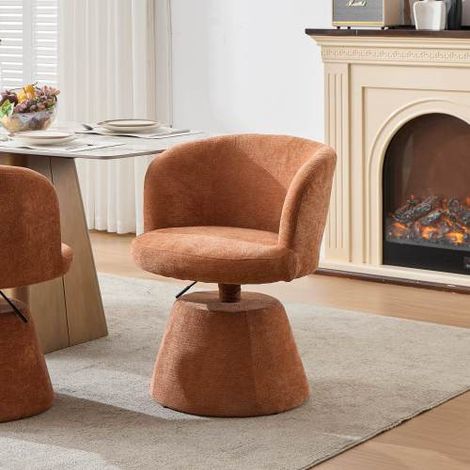 Sgabello da bar girevole a 360° regolabile in altezza, sedia da pranzo rotonda moderna rivestita in ciniglia, sedia ergonomica di design per camera da letto, isola cucina e pub, confezione singola, co (1/5)