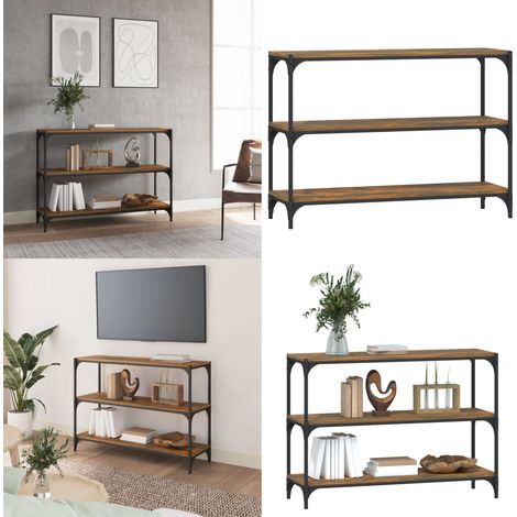 Bibliothèque Chêne fumé 100x33x70,5 cm Bois d'ingénierie acier - Bibliothèque Industrielle - Étagère Murale - Rangement Intérieur - Meuble Tv - Bibliothèque Moderne - Home & Living (1/5)