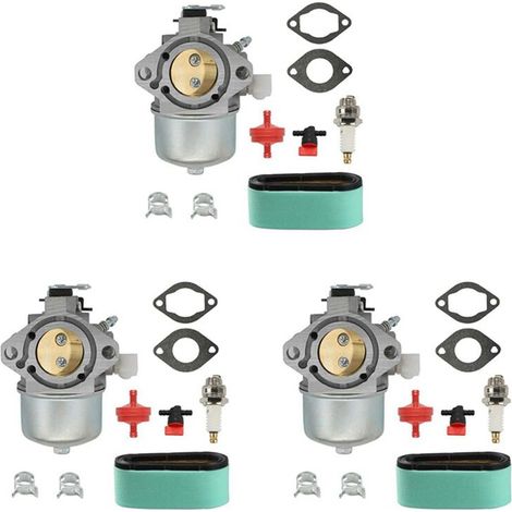3 carburadores 699831 con kit de filtro de aire para motores de cortacésped Briggs & Stratton 283702, 283707 y 284702