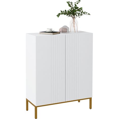 Meuble à chaussures - HOMCOM - 20 paires - portes à fermeture douce, étagères réglables - bois - 72x31,5x95cm - blanc (1/5)