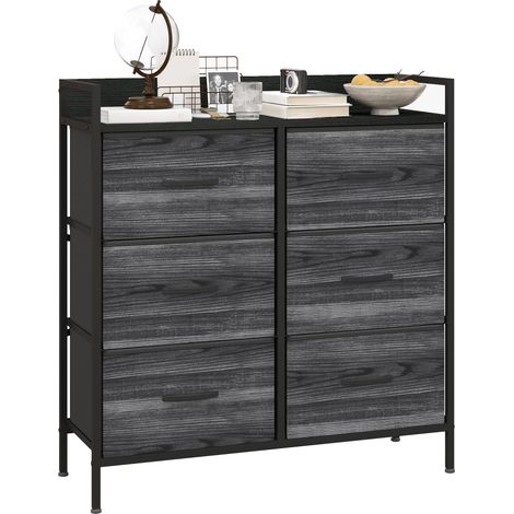 HOMCOM Bedroom Chest of Drawers 6 Drawer Dresser w/ Shelf, Black (1/5)