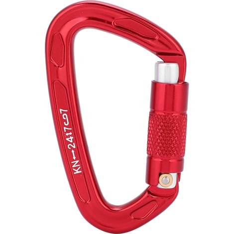 Mousqueton de sécurité à boucle en D 25 kN pour l'escalade et le sauvetage en extérieur (rouge) (1/5)