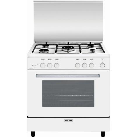 Glem Gas A855GX. Tipo di prodotto: Cucina, Colore del prodotto: Bianco, Tipo di controllo: Manopola. Tipo di piano cottura: Gas, Numero totale di fuochi: 5 Fornello(i), Numero di fuochi: 5 Fornello... (1/5)