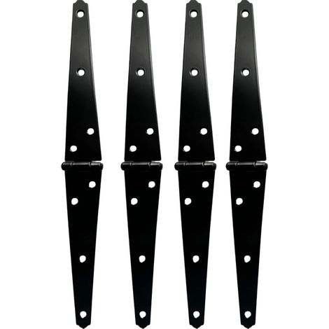 Charnières robustes noires pour porte d'abri de jardin avec vis, quincaillerie de meubles pour clôture, portail en bois, armoire décorative (1/5)