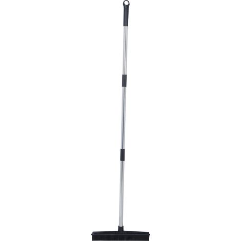 Balai télescopique multifonction pour tapis et moquettes, idéal pour éliminer les poils d'animaux et la poussière. Outil de nettoyage noir. (1/5)