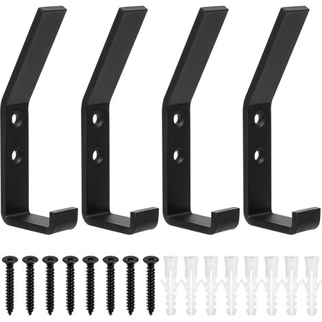 CCYKXAA Noir 4 Pcs Crochet Mural, Patere Murale, Patère Murale, Patères Noires, Porte Manteau Mural , Crochet Porte Manteau en Métal pour Cuisine, Salle de Bain, Chambre à Coucher, Manteaux, Vêtements (1/5)