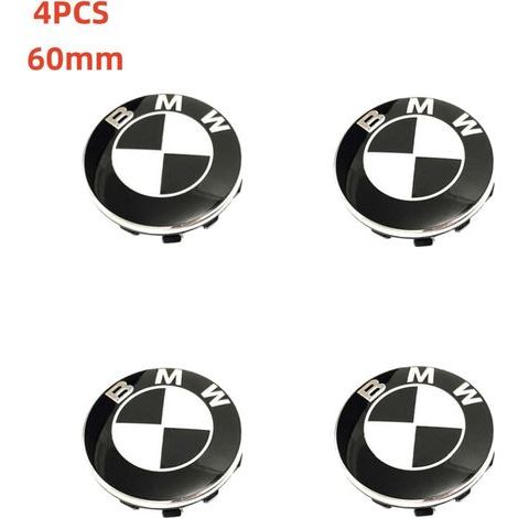 NURIA – BMW 60-mm-Radkappe – Radkappe – Passend als Ersatz für BMW-Radkappen – Schwarz und Weiß (1/4)