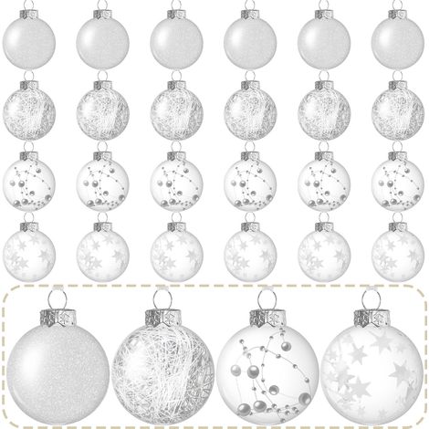 24pcs Boules de Noël Transparentes,Boule en Plastique Transparente Remplissable,Décoration Sapin de Noël Bricolage,Décoration de Mariage d'anniversaire de Fête de Noël (1/5)