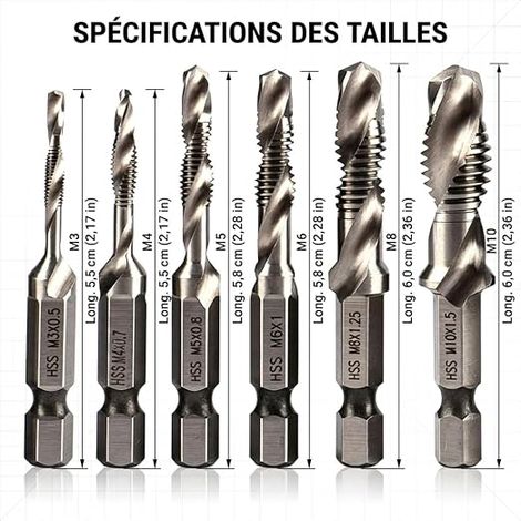 Forets Taraudeurs Argent Kit Taraudage Filetage (1/4)