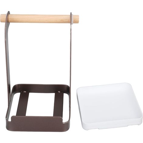 Support mural pour couvercles en fer et bois, rangement anti-dérapant pour spatules et ustensiles de cuisine, organisateur pour café et outils de cuisson. (1/5)