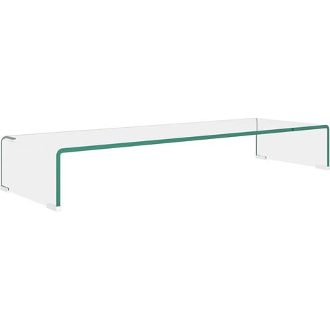Meuble TV, Étagère TV, Meuble de Salon,pour moniteur 90 x 30 x 13 cm Verre Transparent OIB2206E (1/4)