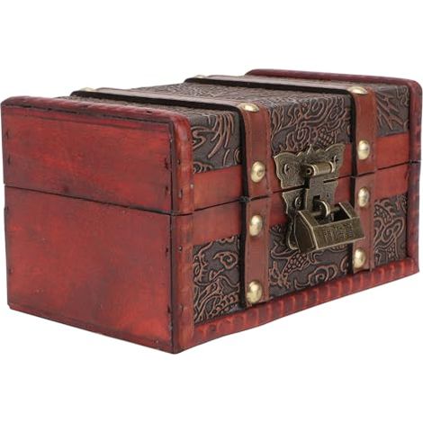 Boîte à Bijoux en Bois Rouge Rétro Rangement étanche. Design Carré Élégant pour Maison et Mariage. Coffret Solide pour Étudiants (1/5)