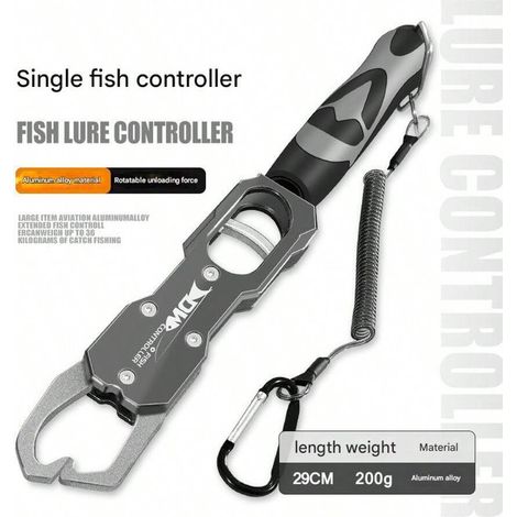 Pince de pêche multifonction en alliage d'aluminium avec échelle, ciseaux de pêche à bec d'aigle en acier inoxydable - Pince de pêche en alliage d'aluminium avec échelle - Gris (1/4)