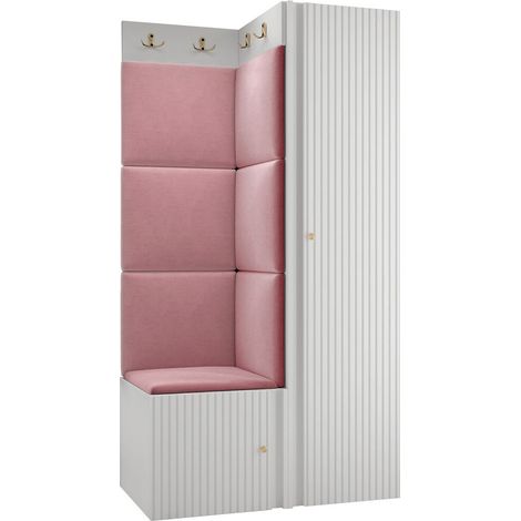 Meuble d'entrée Hartford 390, Manila 09, 186x82x46cm, MDF, Stratifié, Tissu, Murale, À poser
