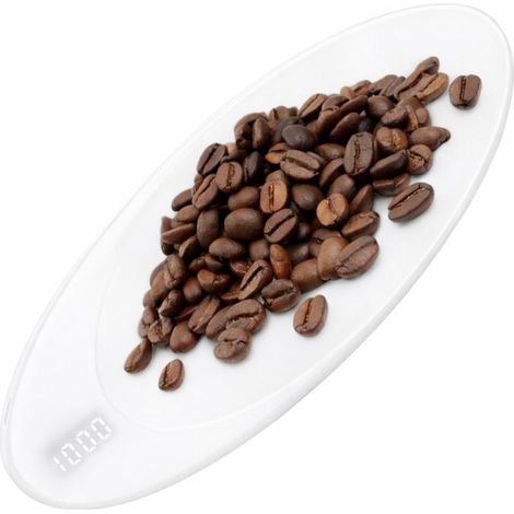 Bilancia elettronica da cucina per caffè, tè, spezie, erbe aromatiche, precisione 0,1 g, portata 200 g, display LCD (bianca) (1/5)