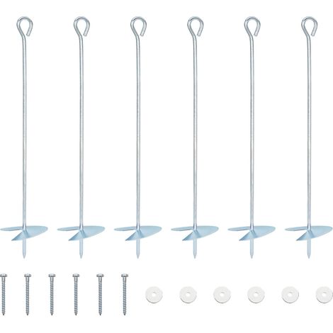 Ancla de tierra 6 pcs Plateado Ø10 x 50 cm Metal galvanizado vidaXL
