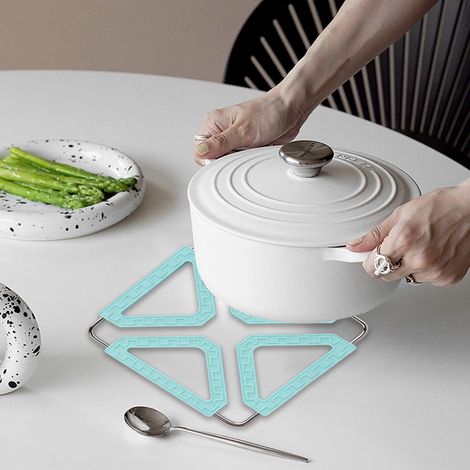 Sous-Casserole - En Acier Inoxydable - Pliable - Pour Casseroles, Plats Et Tasses - Protection De Surface De Table - Lot De 2 (1/5)