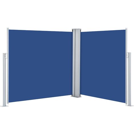 Auvent Marquise latéral rétractable, Store Banne pour Jardin Balcon Terrasse, Bleu 100 x 600 cm OIB3664E (1/4)