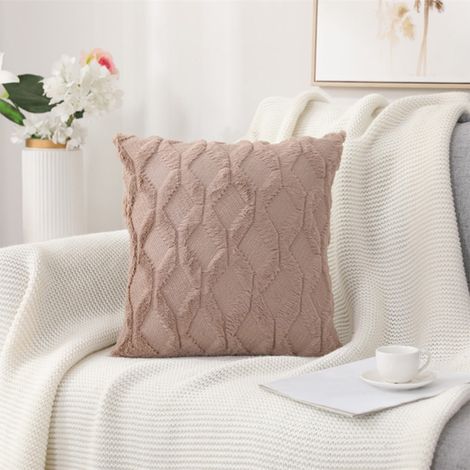 Housse De Coussin - Fausse Fourrure - 45 x 45 cm - Double Face - Fermeture Éclair Cachée - Pour Canapé Lit Voiture - 1 Pièce (1/5)