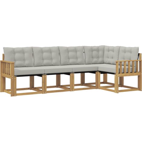 Set di divani da esterno 5 pz Salotto da Giardino Bianco e Grigio Chiaro (1/5)