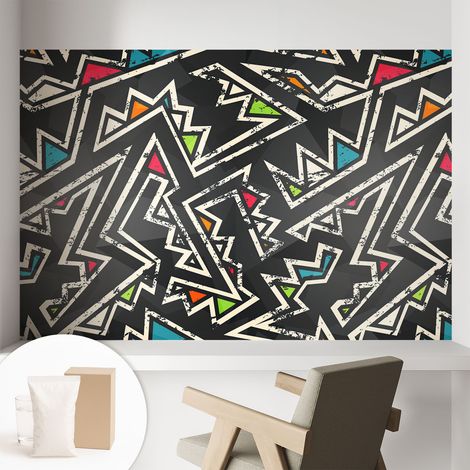 Papier peint intissé pour salon chambre à coucher peint imprimé pour mur - Colle incluse gratuite Géométrie énergique 104x70 cm (1/5)