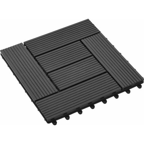 Terrassenfliese 11 pcs Schwarz 30 x 30 cm WPC vidaXL