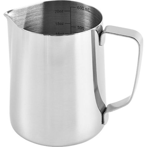 Pot à Lait 350ml Acier Inoxydable Pichet à Lait Moussant avec la Ligne de Mesure pour Faire des Cappuccino Café Latte (1/5)